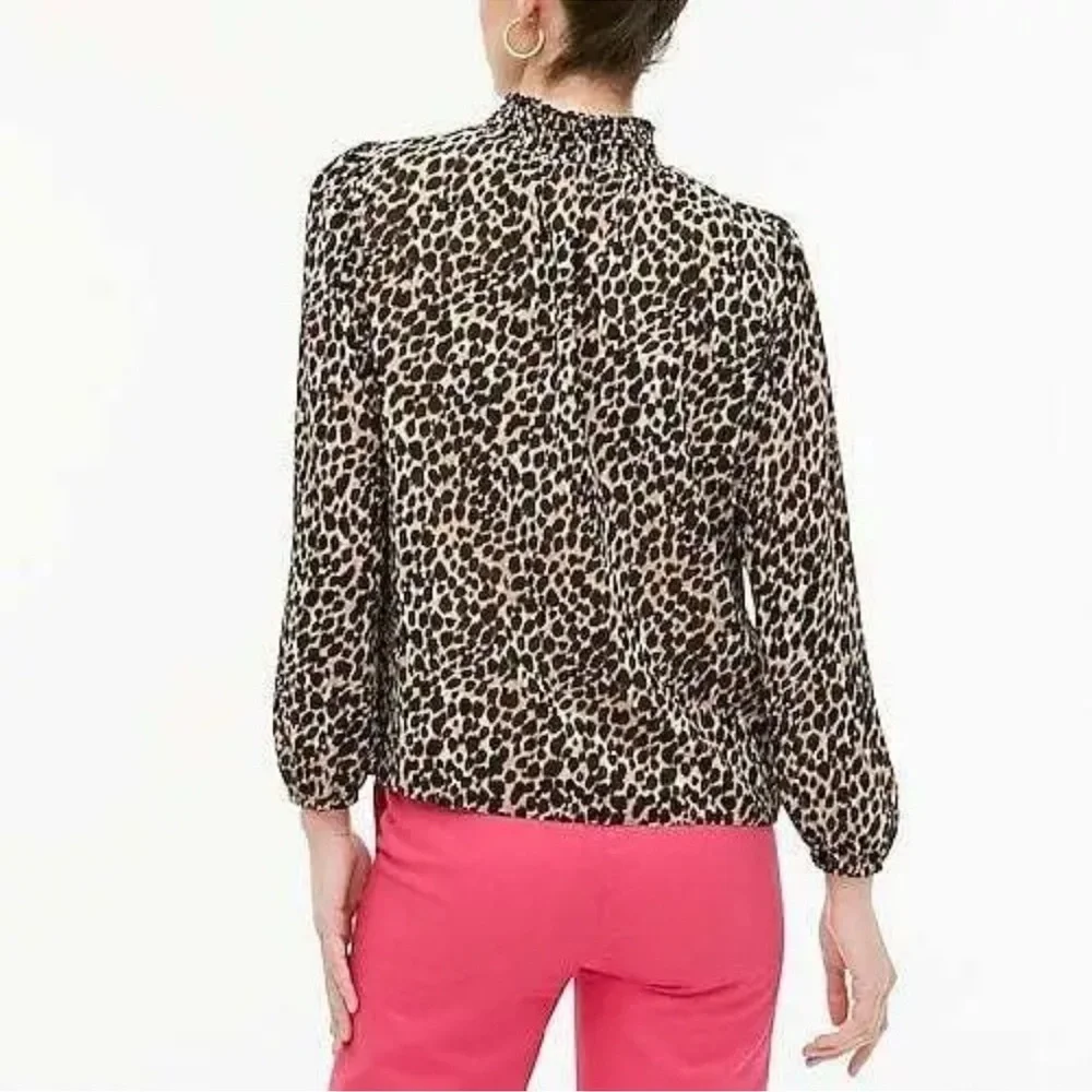 J.Crew Small Leopard long-sleeve mockneck top